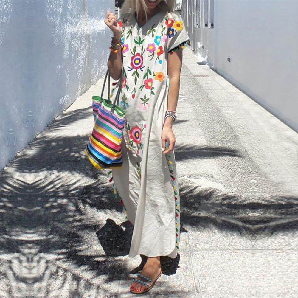 Colorful Fringed Dress On Both Sides