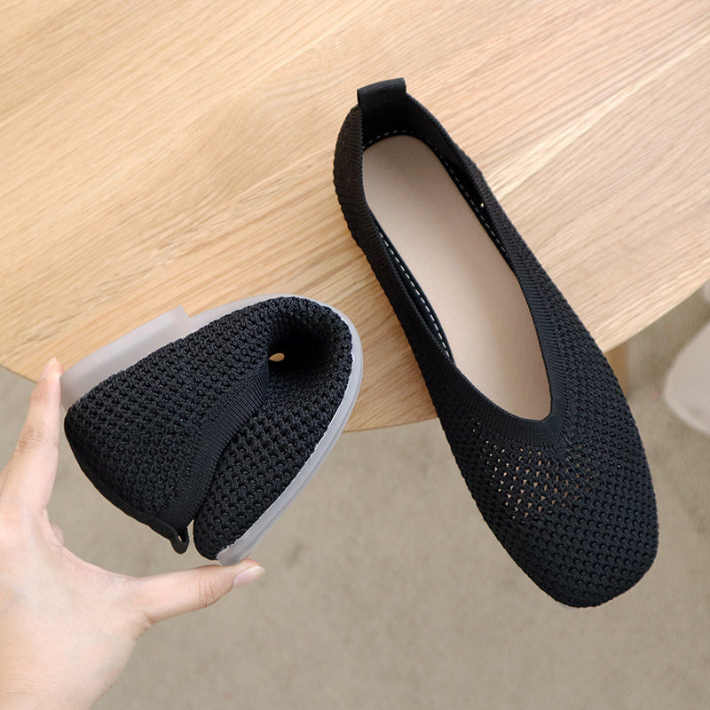 Women's Hollow Mesh Square Toe Shoes