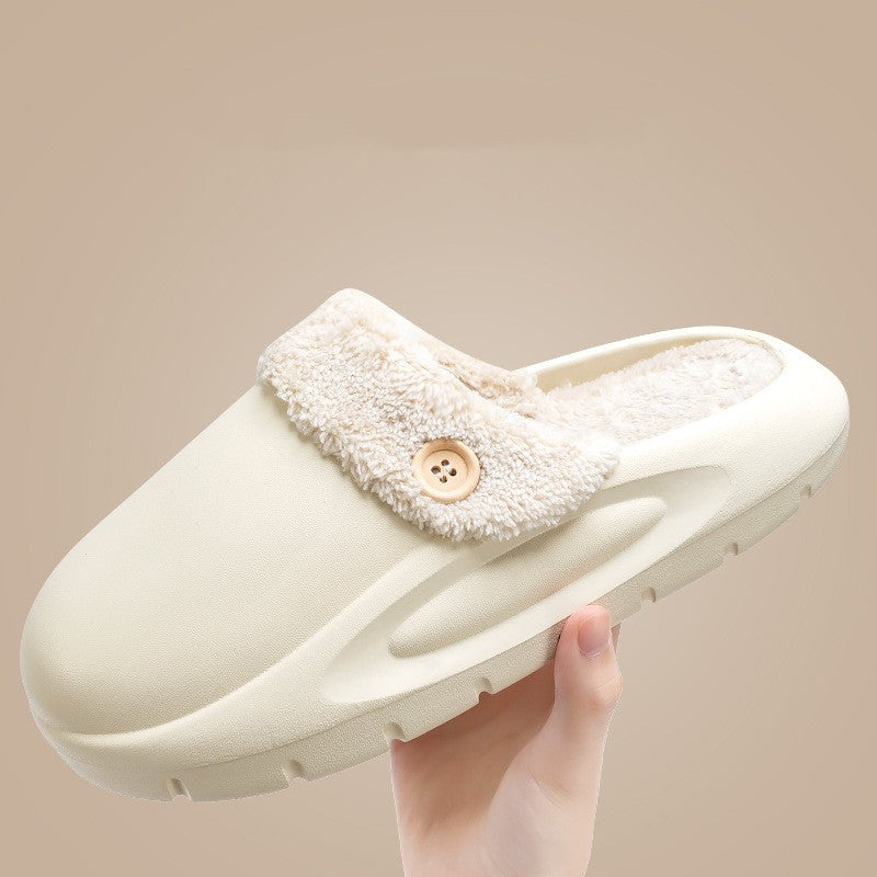 Non-slip Waterproof Thick-soled Cotton Slippers For Outer Wear