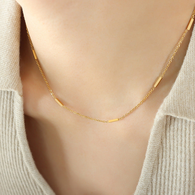 Exquisite And Small Simple Splicing Titanium Steel Gold-plated Necklace