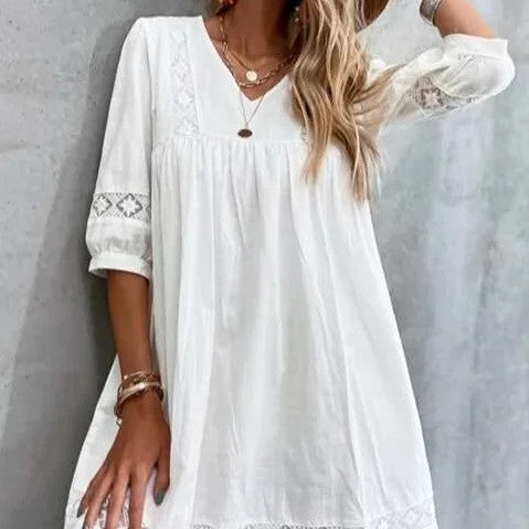 V-neck Minimalist Casual Vacation Dress