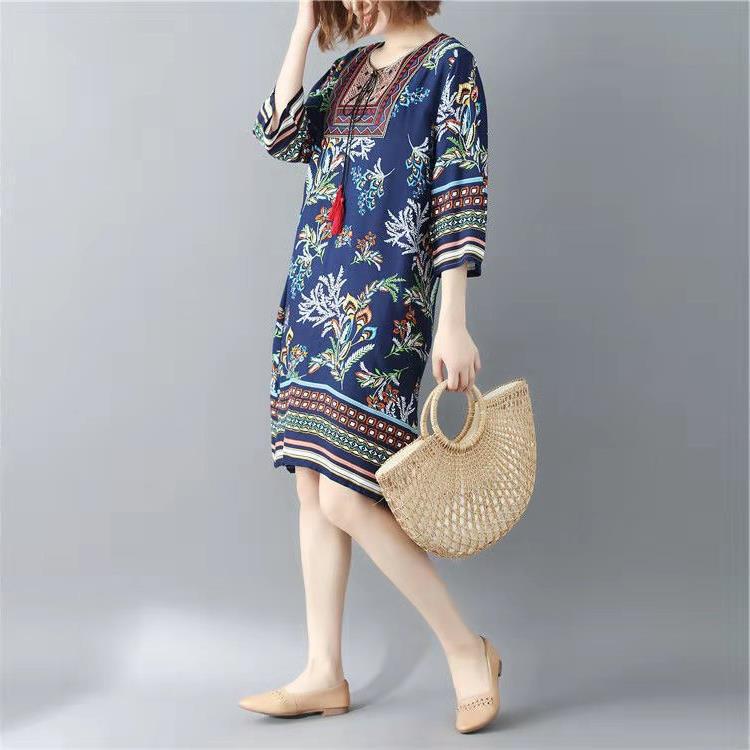 Women's Printed Round Neck Beach Dress