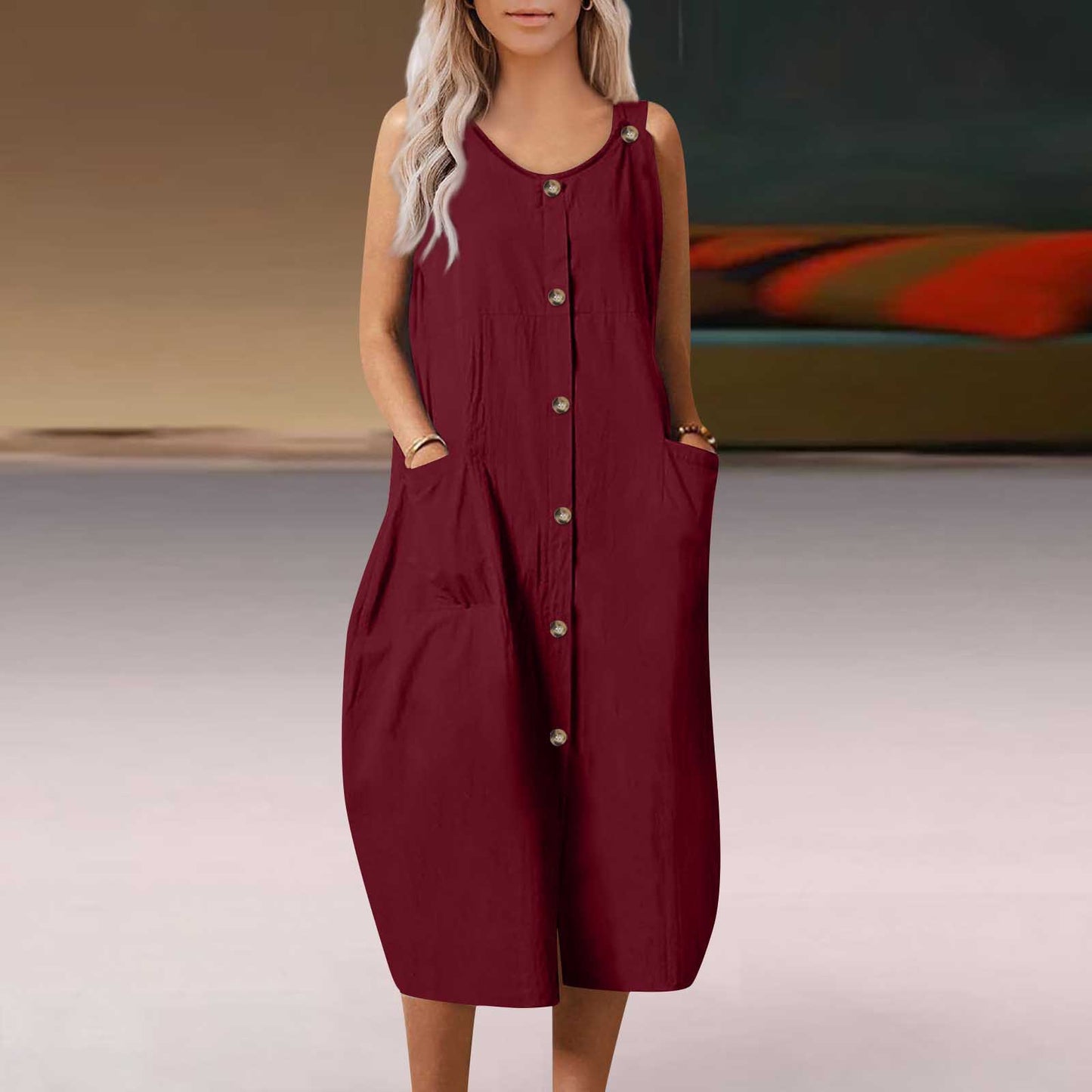 Loose And Comfortable Casual Cardigan Strap Dress