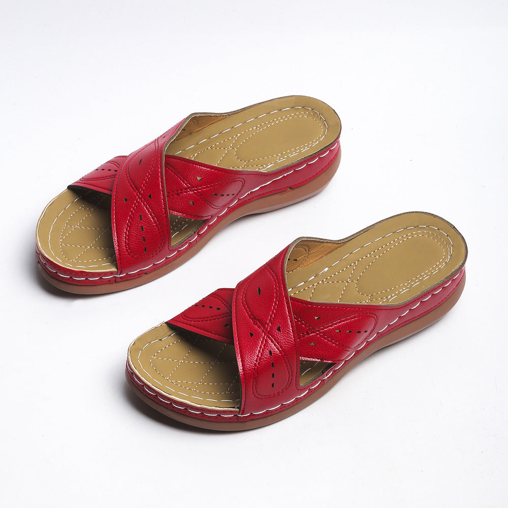 Vintage Retro Slides Shoes: Summer Wedge Sandals with Anti-Slip Design