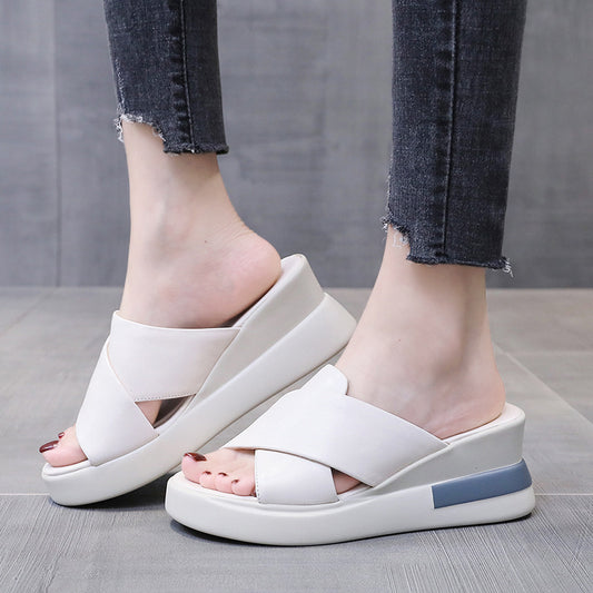 Open Toe Women's Shoes For Outdoors Plus Size Wedge Sandals